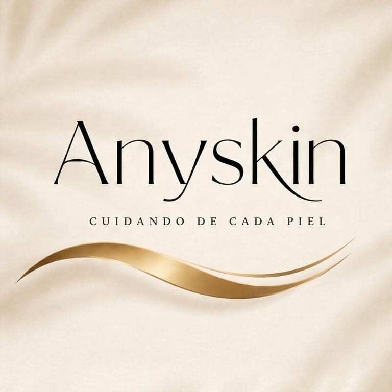 Identidad visual de Anyskin sobre tejido satinado